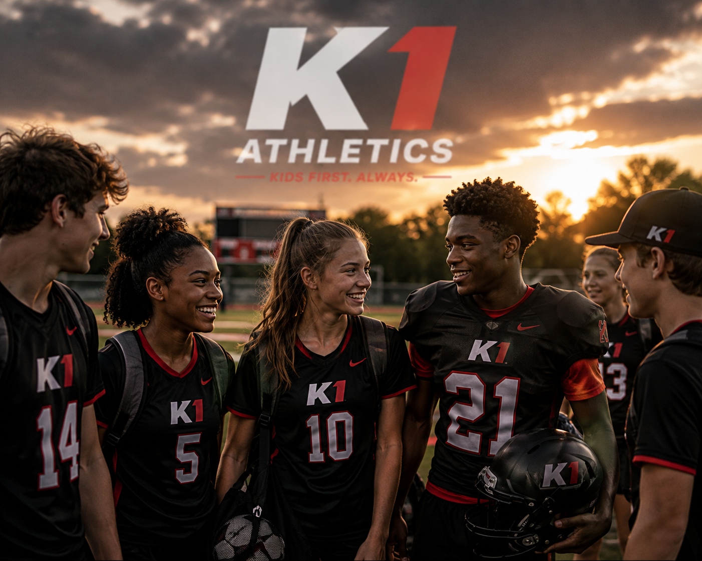 K1 Athletics student-athletes together as teammates